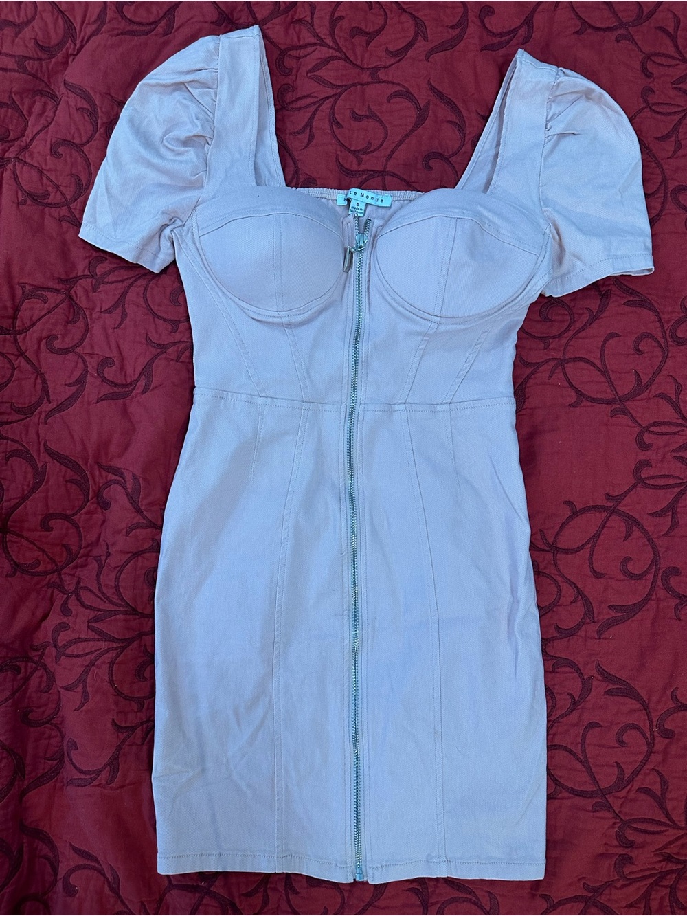 Haute Monde Lavender Square-Neck Zip Mini Dress